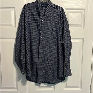 Ralph Lauren Men's Navy and White Gingham long sleeve Shirt